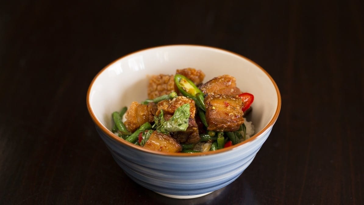 Khao Mu Grob Kapow - Kapow Style Pork Belly.
