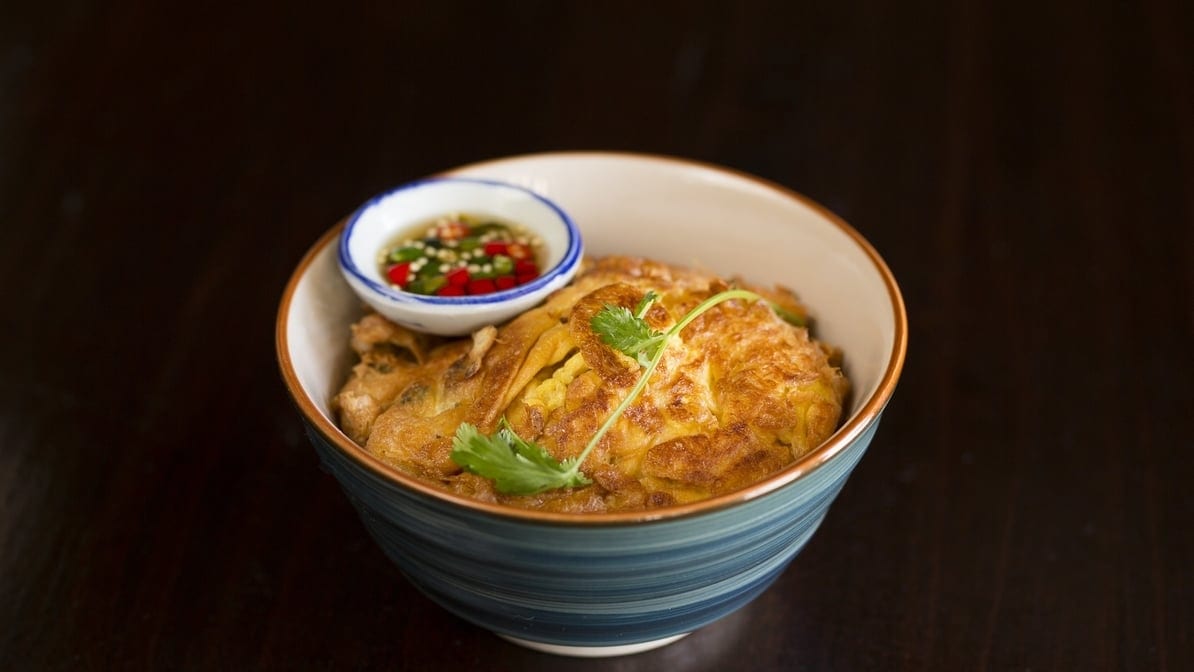 Kaijeow Goong Sab - Thai Shrimp Omelet.